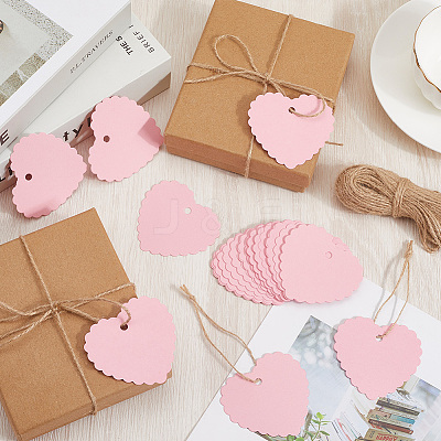 100Pcs Lace Edged Heart Paper Gift Tags CDIS-CP0001-01A-1