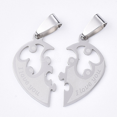 Non-Tarnish 201 Stainless Steel Split Pendants STAS-T048-22-1