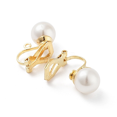 304 Stainless Steel Clip-on Earring Findings with Imitation Pearl Plastic Beaded X-STAS-H216-03B-G-1