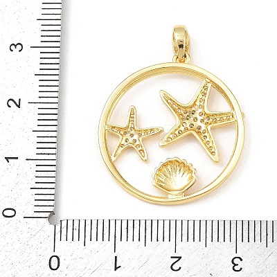 Ocean Brass Micro Pave Cubic Zirconia Pendants KK-K411-04C-G-1