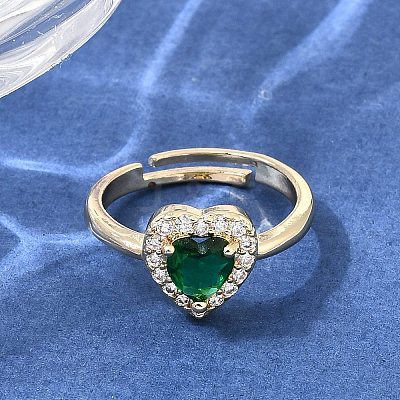 Brass Micro Pave Clear Cubic Zirconia Cuff Open Rings CU-CBA5C10-16G-1