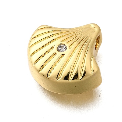 Brass Micro Pave Clear Cubic Zirconia Charms KK-B136-10G-03-1