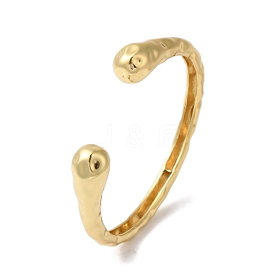 Rack Plating Brass Textured Open Cuff Bangles BJEW-S150-03G-1