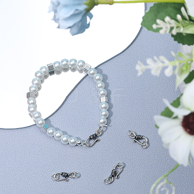 4Pcs 925 Thai Sterling Silver S-Hook Clasps with Double Jump Rings STER-BBC0001-93-1