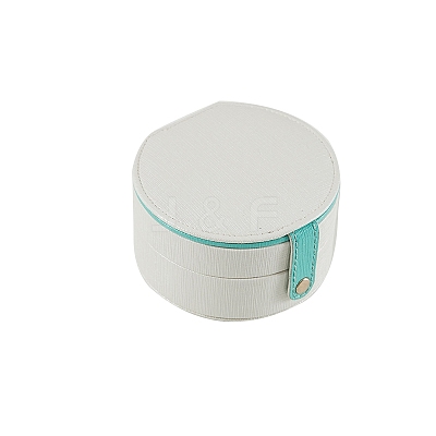 2 Layer Round PU Leather Jewelry Boxes with Mirror Inside PW-WG87377-02-1