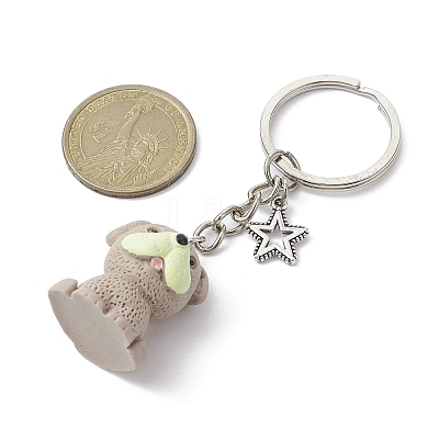 Resin Dog Pendant Keychain KEYC-JKC00564-04-1