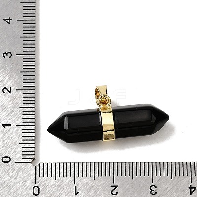 Natural Obsidian Double Terminal Pointed Pendants G-NH0001-15G-06-1
