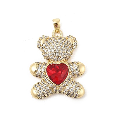 Brass Micro Pave Cubic Zirconia Pendants KK-P300-03G-01-1