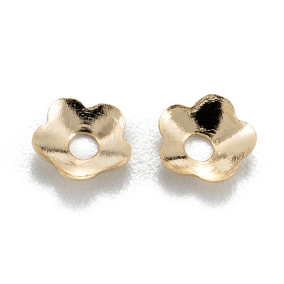 5-Petal Brass Bead Cap X-KK-D063-13G-1