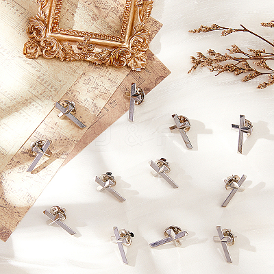 20Pcs Cross Zinc Alloy Brooches JEWB-DC0001-18P-1