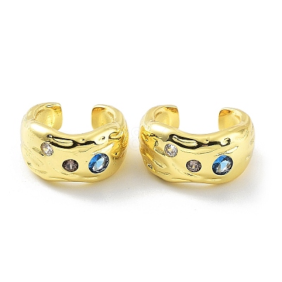 Rack Plating Brass Micro Pave Cubic Zirconia Cuff Earrings for Women KK-Z038-08G-1