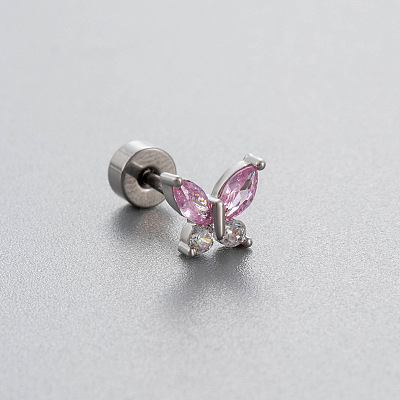 Brass Pave Pink Cubic Zirconia Cartilage Earrings FS-WGE04A7-01-1
