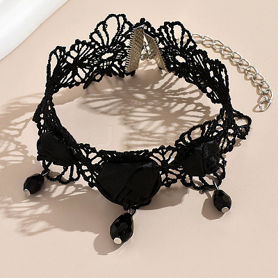 Alloy with Glass Rose Flower Lace Anklets for Women FS-WG36F6D-01-1