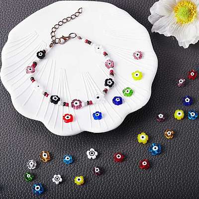 120Pcs 10Colors Handmade Evil Eye Lampwork Beads LAMP-SZ0001-16-1