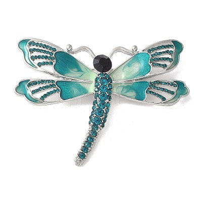 Dragonfly Alloy Rhinestone Brooches for Backpack Clothes JEWB-M067-05B-P01-1