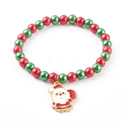 Christmas Theme Stretch Charm Bracelets for Kids BJEW-JB06170-1