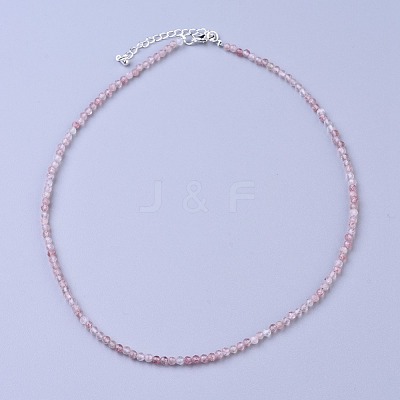 Natural Strawberry Quartz Beaded Necklaces NJEW-K114-B-A14-1