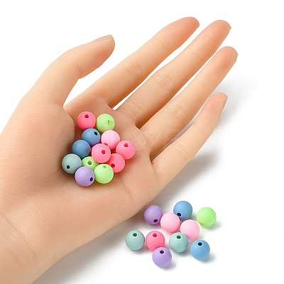Round Spray Painted Fluorescent Acrylic Beads MACR-YW0002-71-1