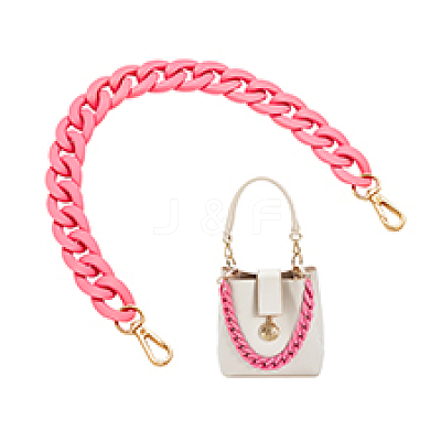 Acrylic Twisted Chain Bag Chains with Alloy Clasps PURS-WH0008-20B-1-1