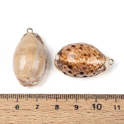 Electroplate Natural Sea Shell Pendants SSHEL-T018-05-1