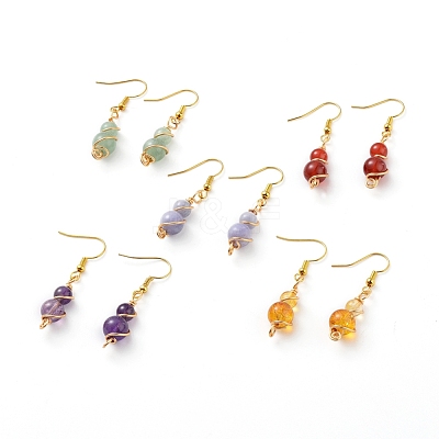 Natural Gemstone Dangle Earrings EJEW-JE03774-1