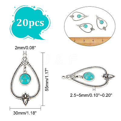 20Pcs Synthetic Turquoise Big Pendants FIND-AR0002-27-1