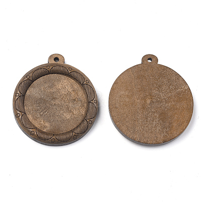 Wooden Pendant Cabochon Settings X-WOOD-S044-23-1