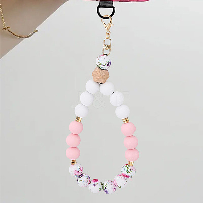 1Pc Silicone & Wood Pendant Decorations HJEW-BM0001-61E-1