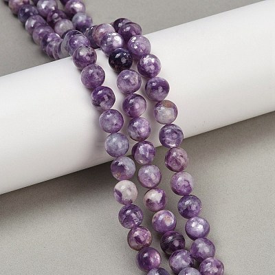Natural Lepidolite Beads Strands G-U026-A06-8mm-1
