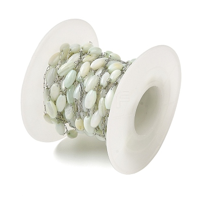 304 Stainless Steel Cable Chains with Dyed Shell Beads STAS-B067-03P-02-1