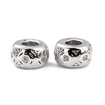 Brass Micro Pave Clear Cubic Zirconia Beads ZIRC-P091-03B-P-RS-1
