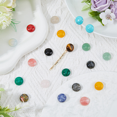 30Pcs 15 Style Natural & Synthetic Mixed Gemstone Cabochons G-FH0002-30-1