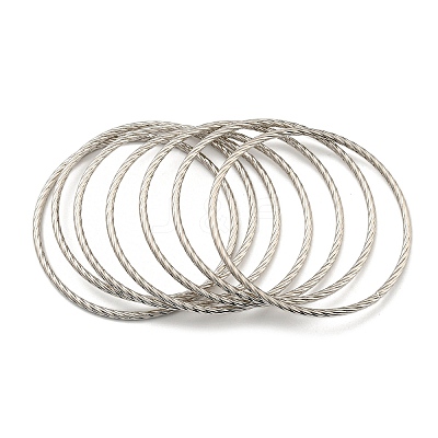 Non-Tarnish 7Pcs Vacuum Plating 202 Stainless Steel Bangle Sets BJEW-M317-11P-1