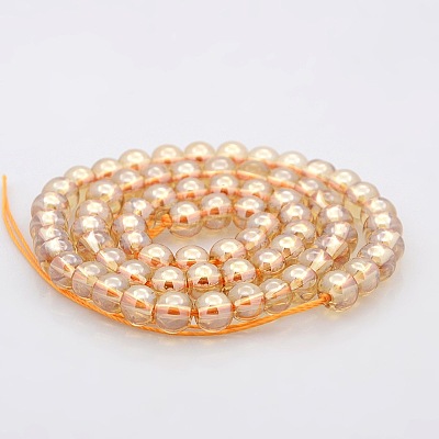 Pearl Luster Plated Glass Round Beads Strands GLAA-A025-6mm-PL01-1
