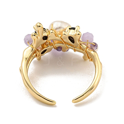 Brass Open Cuff Rings RJEW-K265-03G-1