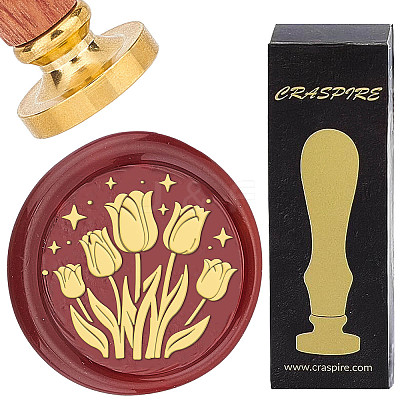 Brass Wax Seal Stamps with Wood Handle AJEW-WH0412-0056-1
