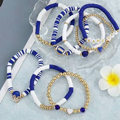 1 Set Handmade Polymer Clay Heishi Beads Stretch Bracelets Set BJEW-SZ0002-67B-01-1