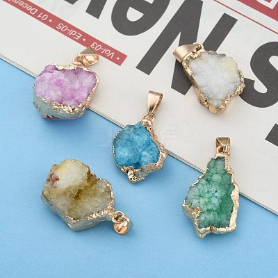 Natural Druzy Agate Pendants G-Q494-76-1