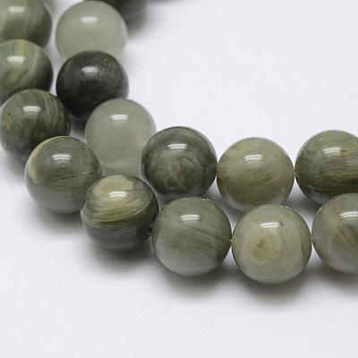 Natural Green Line Jasper Beads Strands G-G735-55-8mm-1