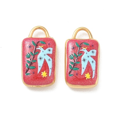 304 Stainless Steel Enamel Pendants STAS-F360-10G-02-1