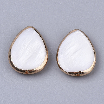 Edge Golden Plated Freshwater Shell Beads X-SHEL-S276-46-1