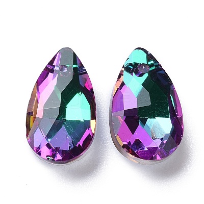 Faceted Teardrop Glass Pendants X-GLAA-O008-A21-1