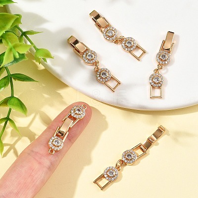 SHEGRACE Brass Micro Pave Clear Cubic Zirconia Fold Oval Clasps XGRQ5S709-845-G-1