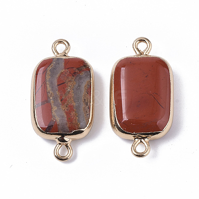 Edge Golden Plated Natural Red Jasper Links connectors G-S359-034B-1
