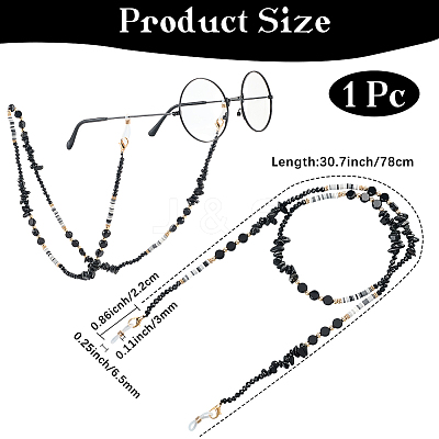 1Pc Polymer Clay with Alloy and Crystal Neck Strap for Eyeglasses AJEW-CN0005-04A-1