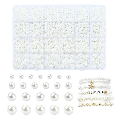 1800Pcs Baking Paint Pearlized Glass Pearl Round Beads HY-YW0001-10-1