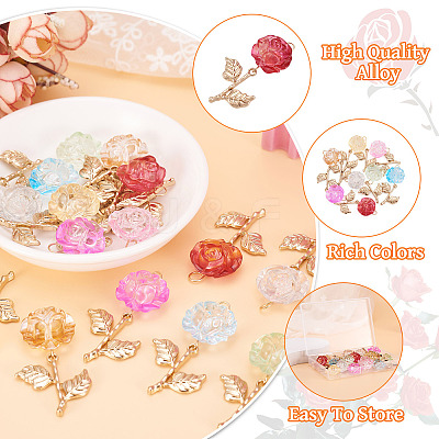 16Pcs 8Styles Transparent Acrylic Pendants PALLOY-TA00122-1