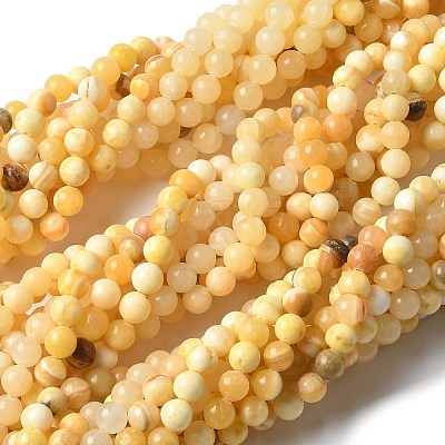 Natural Yellow Jade Beads Strands G-F591-17-8MM-1