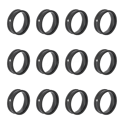 12Pcs Crystal Rhinestone Grooved Finger Ring RJEW-UN0002-46EB-1