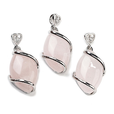 Natural Rose Quartz Pendants X-G-G073-5-1